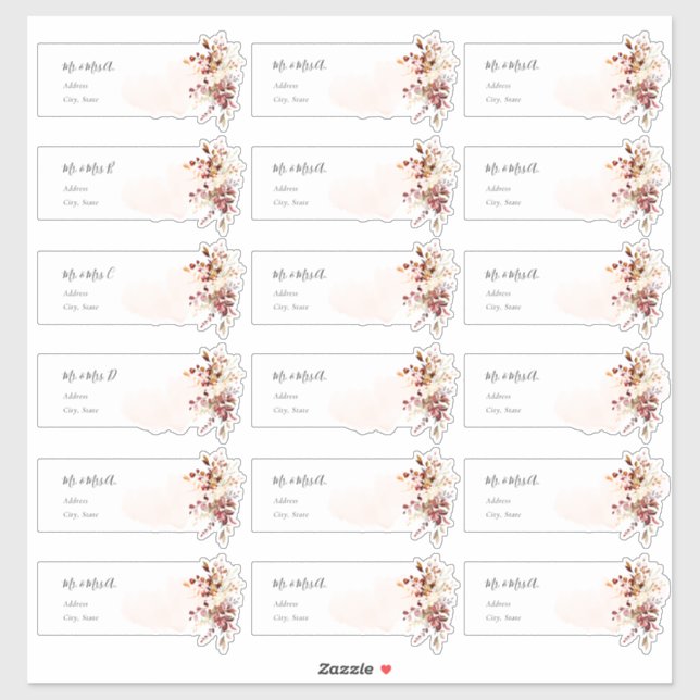 Sticker Elegant Fall Foliage Eucalyptus Adresse d'invité (Feuille)