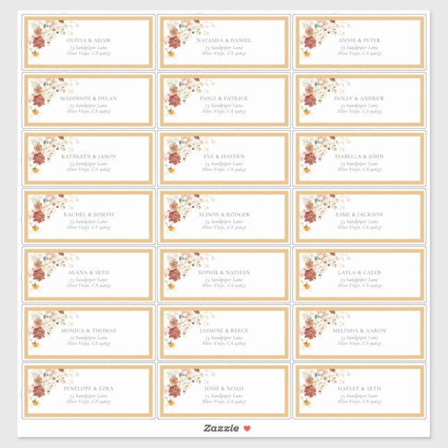 Sticker Elegant Fleur sauvage Jaune Aquarelle Adresse d'in (Feuille)