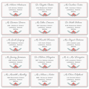Sticker Élégant Floral Individuel Mariage d'adresse d'expé