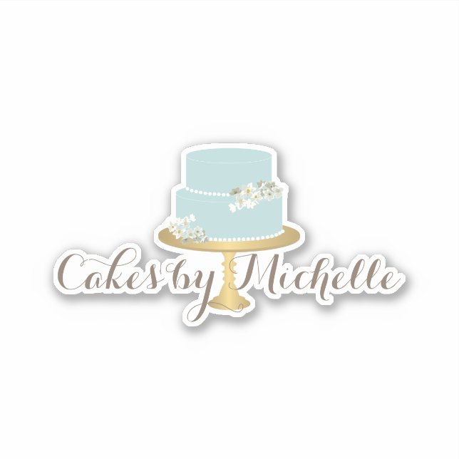 Sticker Elégant gâteau bleu aux fleurs (Devant)