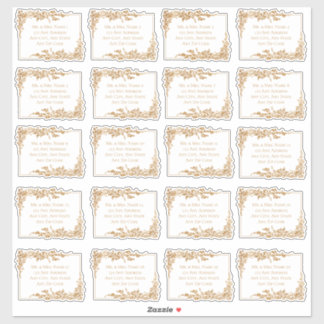 Sticker Elegant Gold Floral Leaf Address Labels