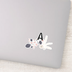 Sticker Élégant Gris bleu Pêche Floral Répétition Motif