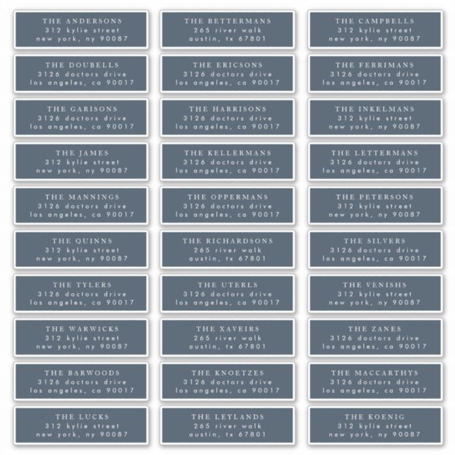 Sticker Elegant Individuel Blue Guest Adresse Mariage (Devant)