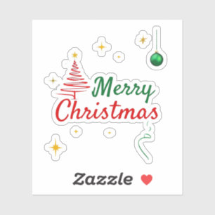 Sticker Elégant Joyeux Noël Arbre de Noël Design de vacanc