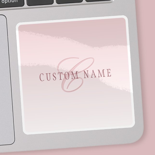 Sticker Élégant lettrage et monogramme | Rose Ombre (Créateur téléchargé)