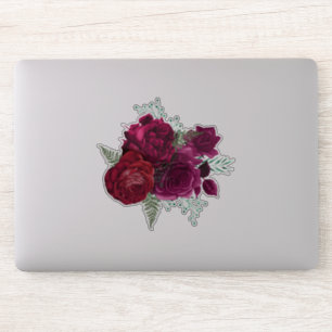 Sticker Elegant Magenta Rose Floral Bouquet