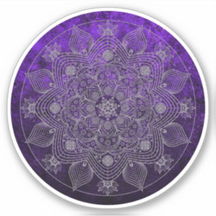 Sticker Élégant Mandala Floral Argent & Violet