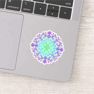 Sticker Elégant mandala turquoise fleuri violet