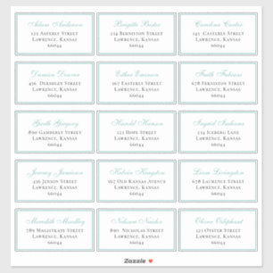 Sticker Elégant Mariage Bleu Adresse individuelle