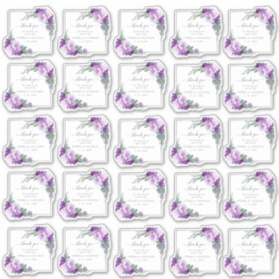 Sticker Élégant Mariage Merci floral violet et argenté