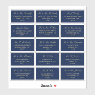 Sticker Elegant Marine & Gold Mariage Adresse individuelle