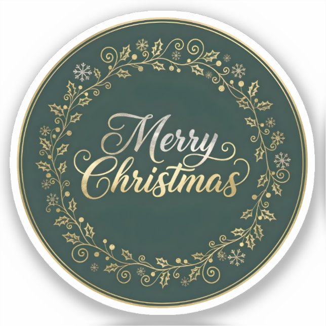 Sticker Elegant Merry Christmas Wreath (Recto)