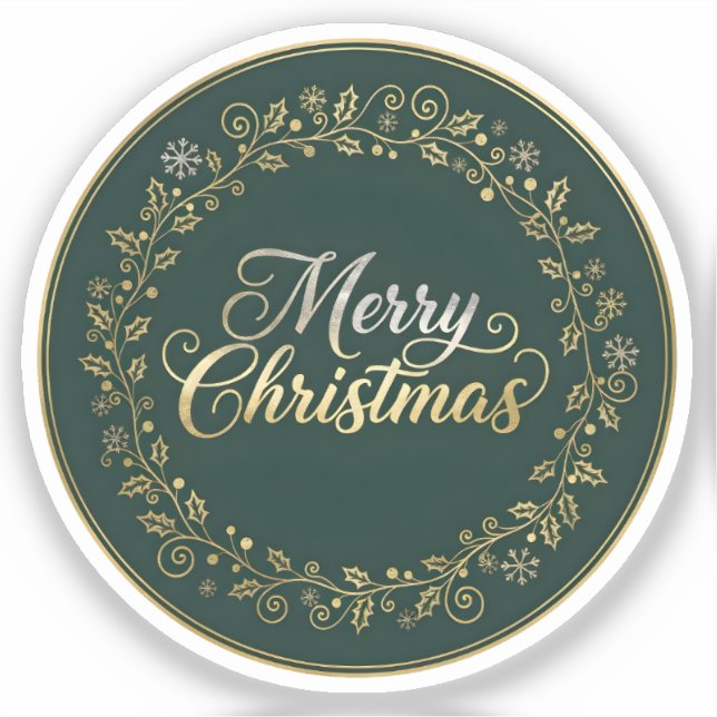 Sticker Elegant Merry Christmas Wreath (Recto)