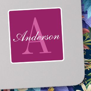 Sticker Élégant Monogramme blanc et gris