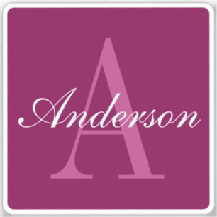 Sticker Élégant Monogramme blanc et gris