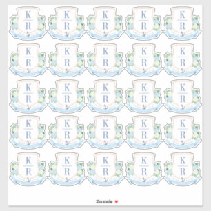Sticker Élégant Monogramme Mariage côtier