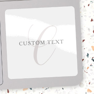 Sticker Élégant Monogramme moderne Gris et blanc (modifi