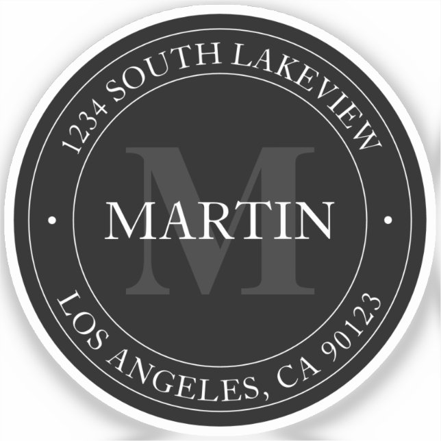 Sticker Élégant noir blanc et gris moderne (Recto)