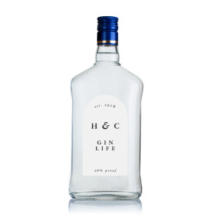 Sticker Elégant Noir & Blanc Moderne Bouteille Gin Wine Ar