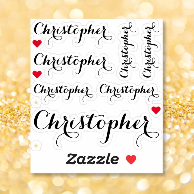 Sticker Élégant noir Nom de script Stylish Custom Cut Viny (Elegant Black Script Name Office Custom Cut Vinyl Sticker)