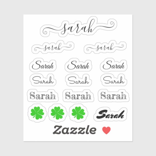 Sticker Élégant nom de script de signature - Sarah /Lucky  (Feuille)