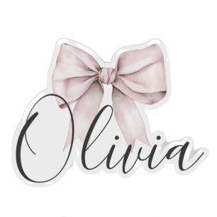 Sticker Elégant nom rose Bow