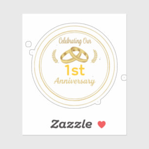 Sticker Élégant Or & Noir 1er Anniversaire de Mariage