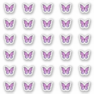 Sticker Élégant Papillon violet Baisers Monogramme Bonbon