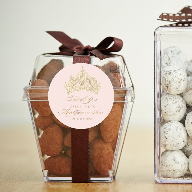 Sticker élégant Pink Mis Quince Anos Gold Tiara (Créateur téléchargé)