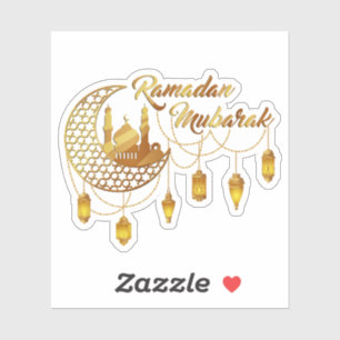 Sticker Elegant Ramadan Mubarak or en or Mosquée et Lanter