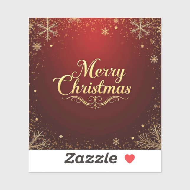 Sticker Elégant Rouge et Or Joyeux Design de Noël (Feuille)