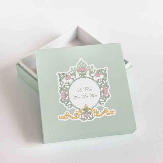 Sticker Elegant Sage Green and Gold Art Nouveau (Créateur téléchargé)