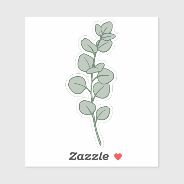 Sticker Elegant Sage Green Eucalyptus Minimalist Botanical (Feuille)