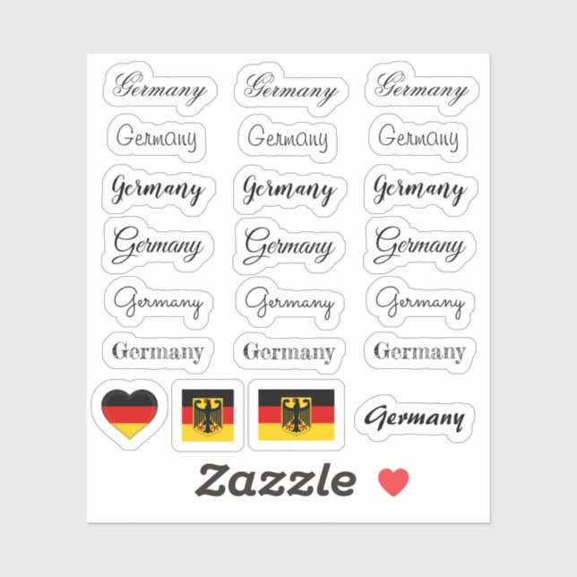 Sticker Élégant script Allemagne & allemand Drapeau /nom S (Feuille)