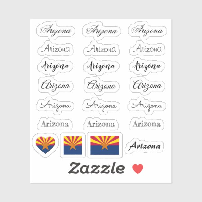 Sticker Élégant script Arizona & Arizona Drapeau /nom Jeu (Feuille)