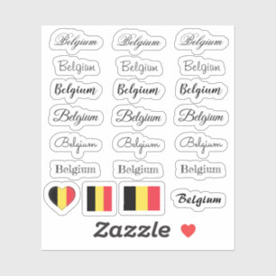 Sticker Élégant script Belgique & Belgique Drapeau /nom Je