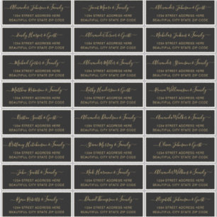 Sticker Élégant Script Black Gold Mariage Adresse du clien