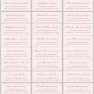 Sticker Élégant Script Blush Gold Mariage Adresse du clien