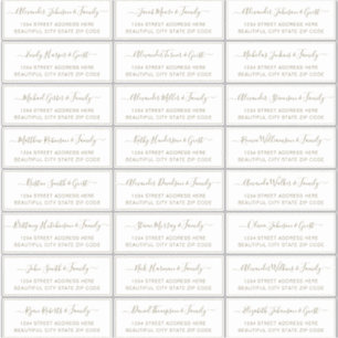 Sticker Élégant Script Gold White Mariage Adresse du clien