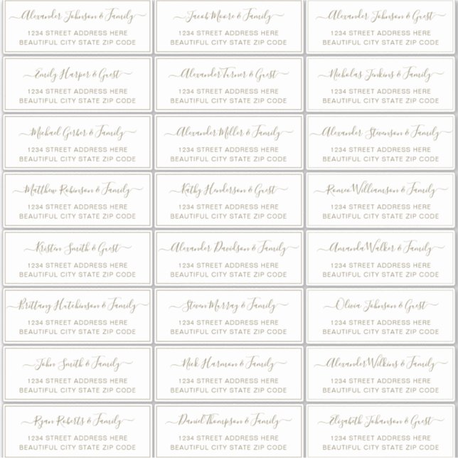 Sticker Élégant Script Gold White Mariage Adresse du clien (Devant)