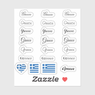 Sticker Élégant script Grèce & Grèce Flag /name Set