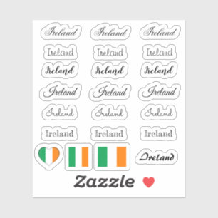 Sticker Élégant script Irlande & Irish Flag /name Set