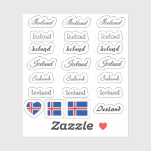 Sticker Élégant script Islande & islandais Drapeau /nom Je