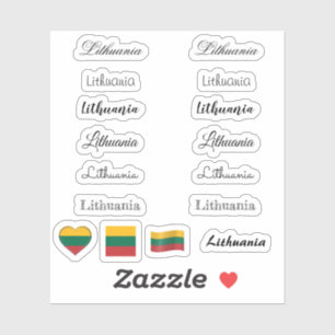 Sticker Élégant script Lituanie, lituanien Nom du drapeau 
