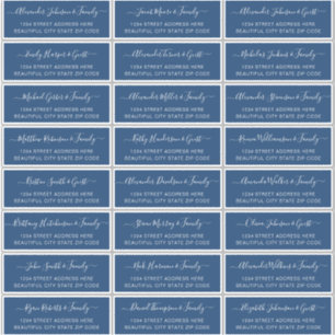 Sticker Elegant Script Navy White Mariage Adresse du clien