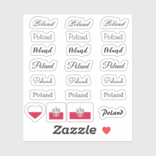 Sticker Élégant script Pologne & Pologne Drapeau/Nom Set