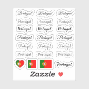 Sticker Élégant script Portugal & Portugal Nom du drapeau 