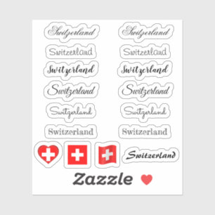 Sticker Élégant script Suisse & Swiss Drapeau /nom Set