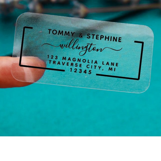 Sticker  Elegant Script transparent Return address Label (Créateur téléchargé)