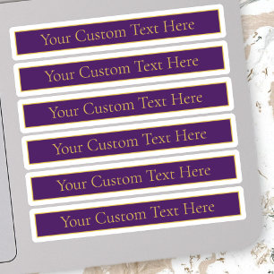 Sticker Élégant texte personnalisable   Gold & Deep Purple